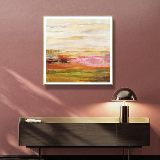 NNEDSZ Wall Art 50cmx50cm Blooming Field Gold Frame Canvas