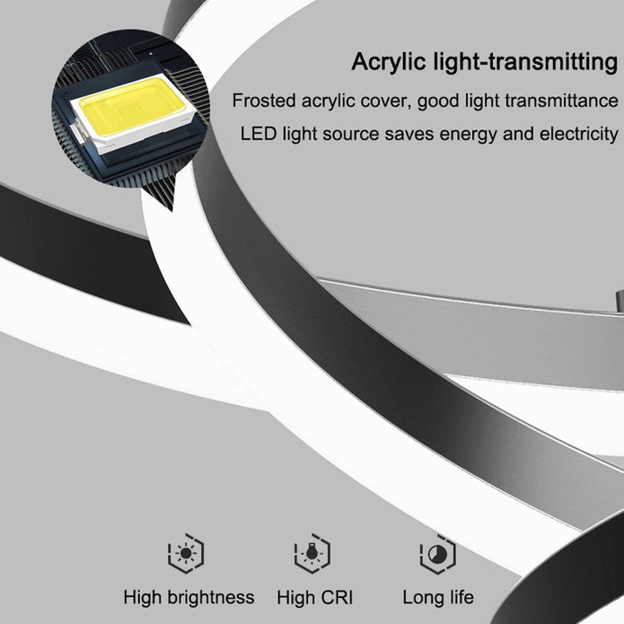 NNEDSZ Black 5 Rings Minimalist LED Pendant Light Adjustable Circular Chandelier