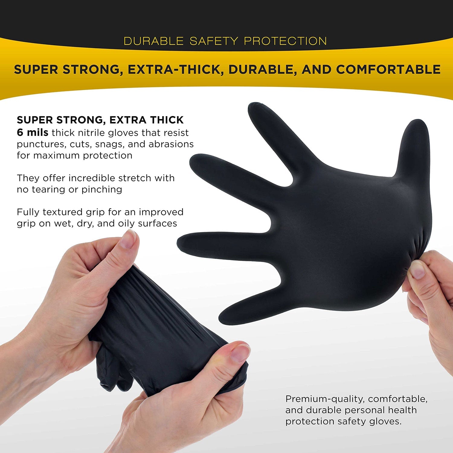 NNEDSZ 100x Nitrile Black Industrial Mechanic Tattoo Food Disposable Gloves Large-4