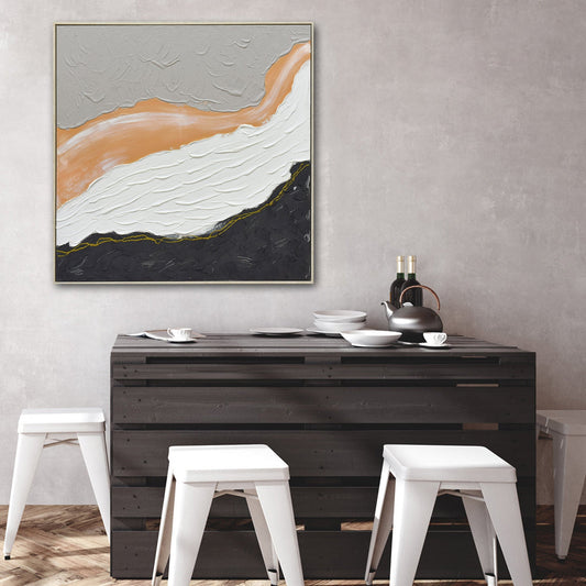 NNEDSZ 100X100cm Golden Divide Light Wood Framed Hand Painted Canvas Wall Art