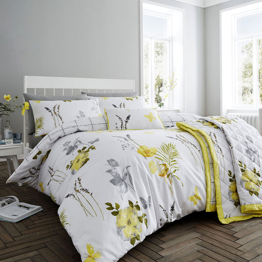 NNEDSZ Flora Yellow Quilt Cover Set Super King-0