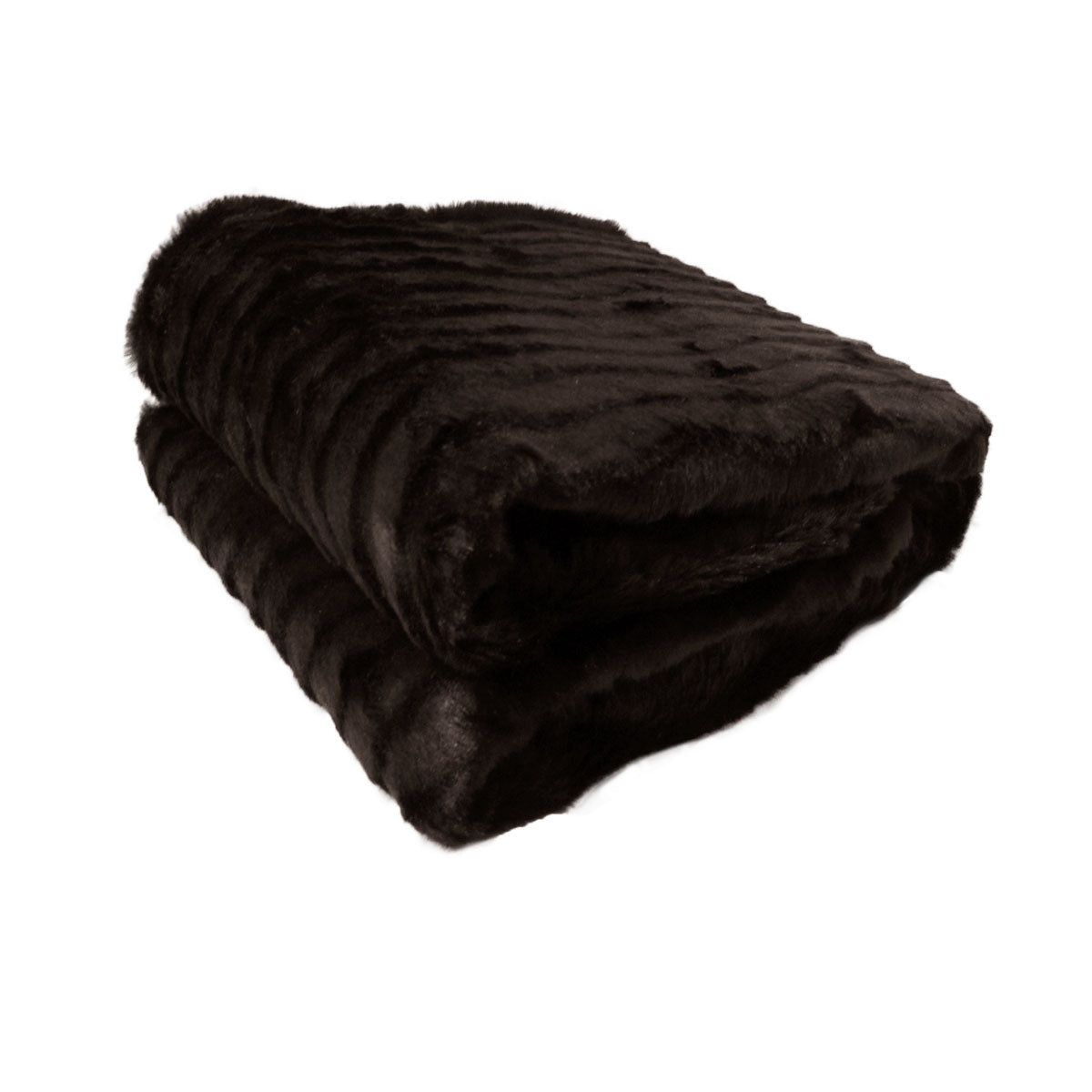NNEDSZ Faux Fur Striped Throw Rug Dark Chocolate