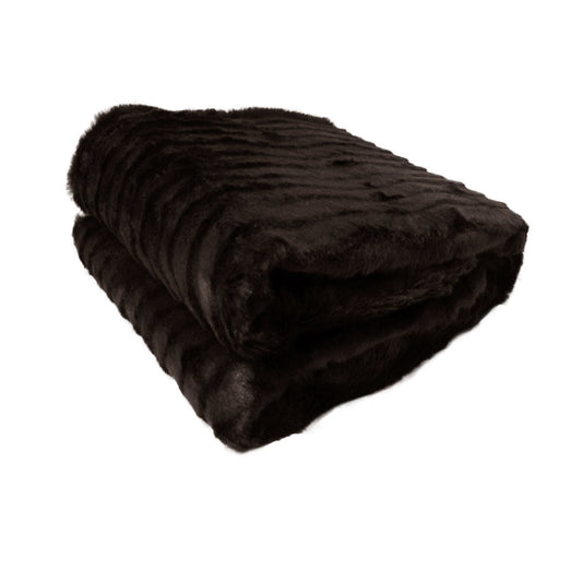 NNEDSZ Faux Fur Striped Throw Rug Dark Chocolate