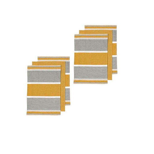NNEDSZ Revive Block Woven Set of 6 Cotton Kitchen Towels Yellow-0