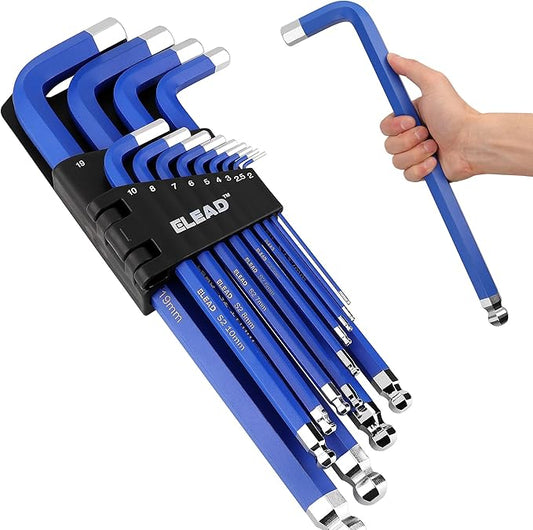 NNEDSZ Jumbo Hex Key Allen Wrench Set | 13-Piece Metric 2-19mm | Long Ball End Durable CR-V | Automotive | Mechanic | Furniture | Professional Grade Tools-0