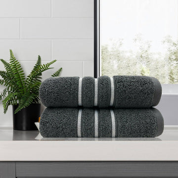 NNEDSZ amor classic dobby stripe super soft premium cotton bath towel 2 pcs charcoal-0