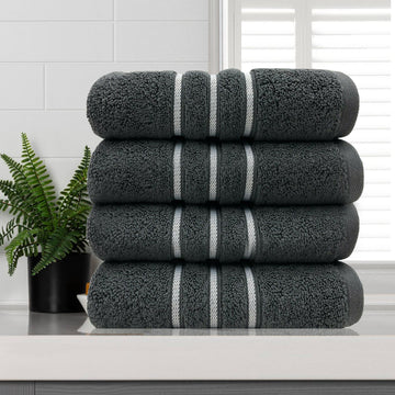 NNEDSZ amor classic dobby stripe super soft premium cotton face washer 4 pcs 650gsm charcoal-0