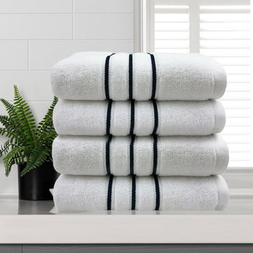 NNEDSZ amor classic dobby stripe super soft premium cotton hand towel 4 pcs white-0