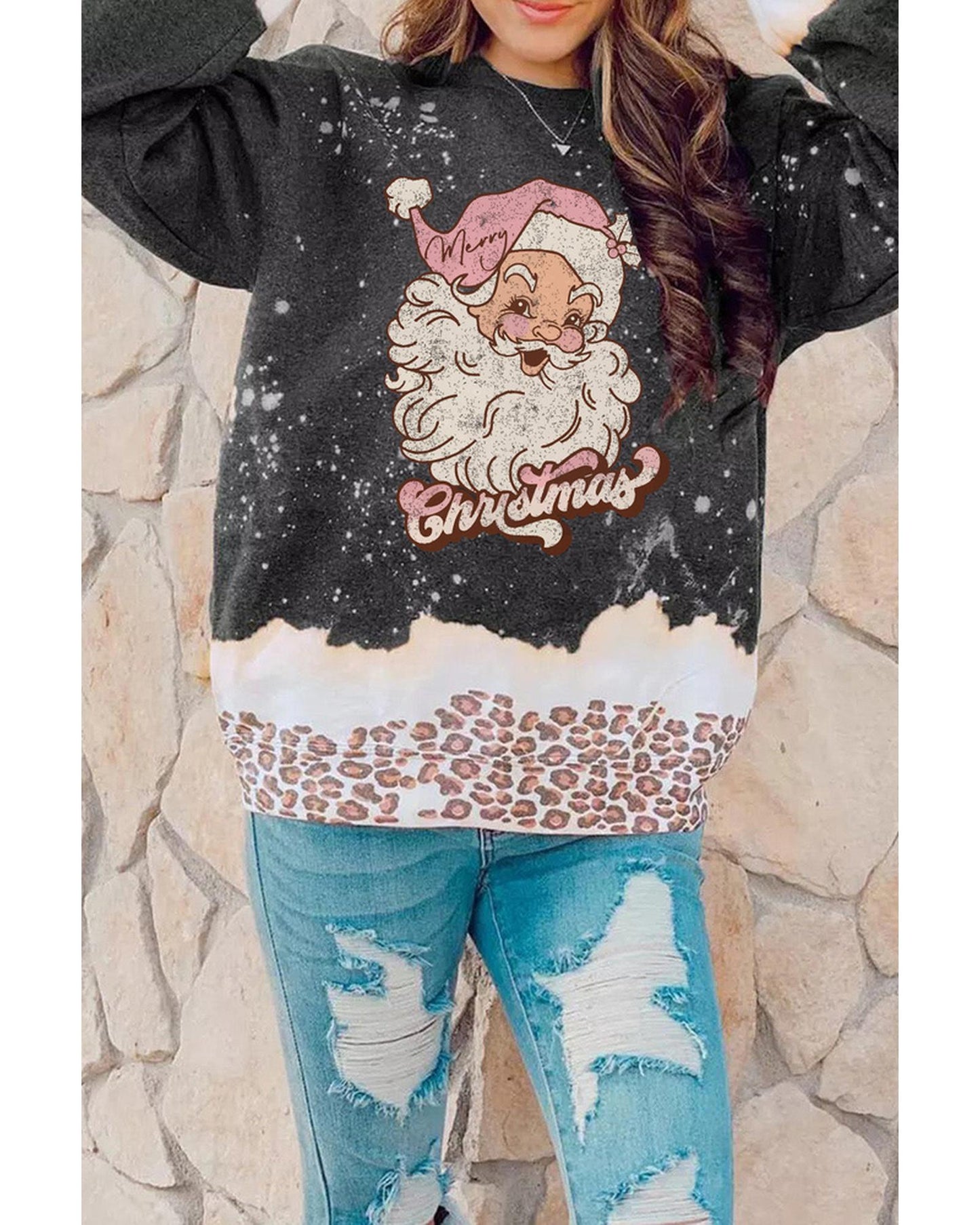 NNEDSZ Azura Exchange Leopard Print Graphic Sweatshirt - S