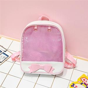 NNEDSZ Mini Clear Kids Backpack with Bow - Perfect for School - Pink-0