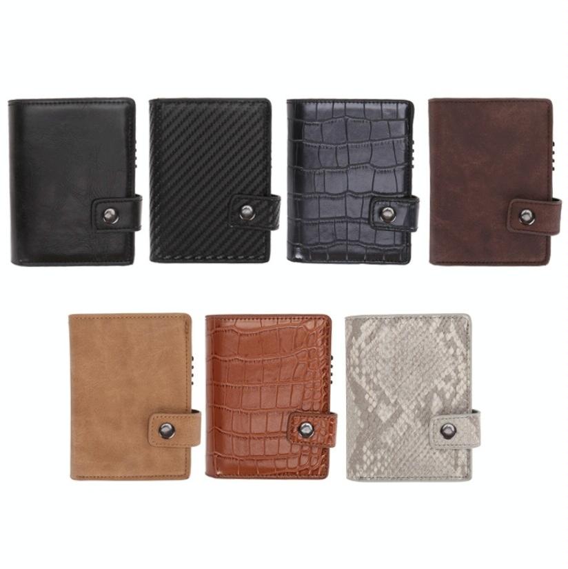 NNEDSZ Secure Dual Card Wallet With Rfid Blocking - Crocodile Pattern Coffee-1