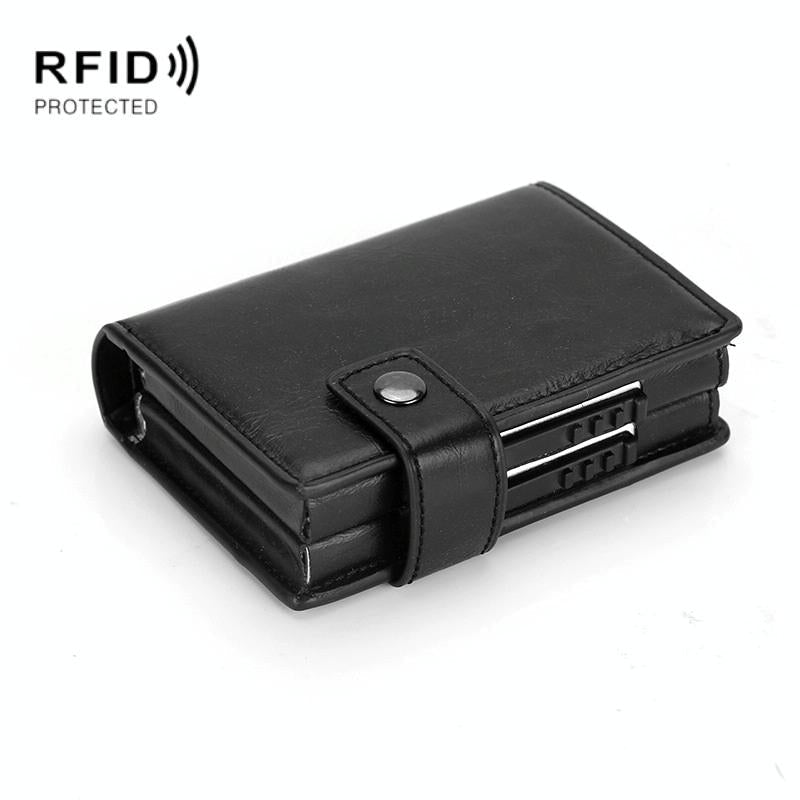 NNEDSZ Secure Dual Card Wallet With Rfid Blocking - Crocodile Pattern Coffee-3