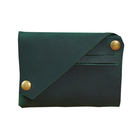NNEDSZ Leather Card Holder For Bank Cards Black - Ink Green-0