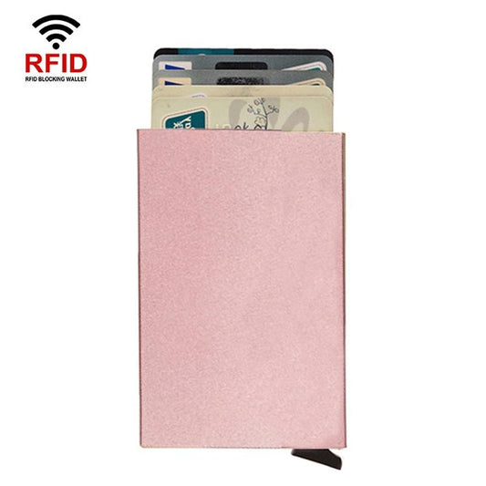 NNEDSZ Metal Rfid Card Holder Wallet - Compact Design - Rose Gold-0