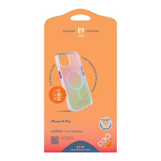 NNEDSZ EFM Aspen Case Armour with MagSafe D3O Crystalex For iPhone 14 Plus (6.7") - Glitter Pearl-4
