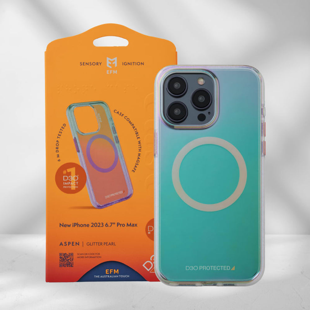 NNEDSZ EFM Aspen Case Armour with D3O BIO suits iPhone 15 Pro Max  - Glitter Pearl-2
