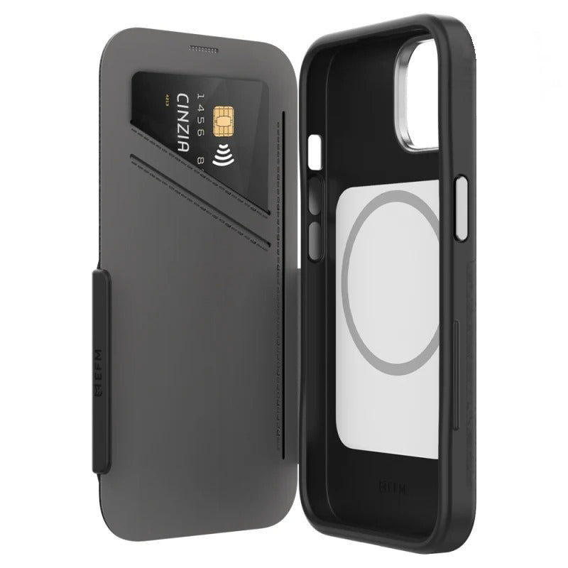 NNEDSZ EFM Monaco Case Armour with ELeather + MagSafe D3O Suits iPhone 14 Pro Max/ 13 Pro Max - Black-1