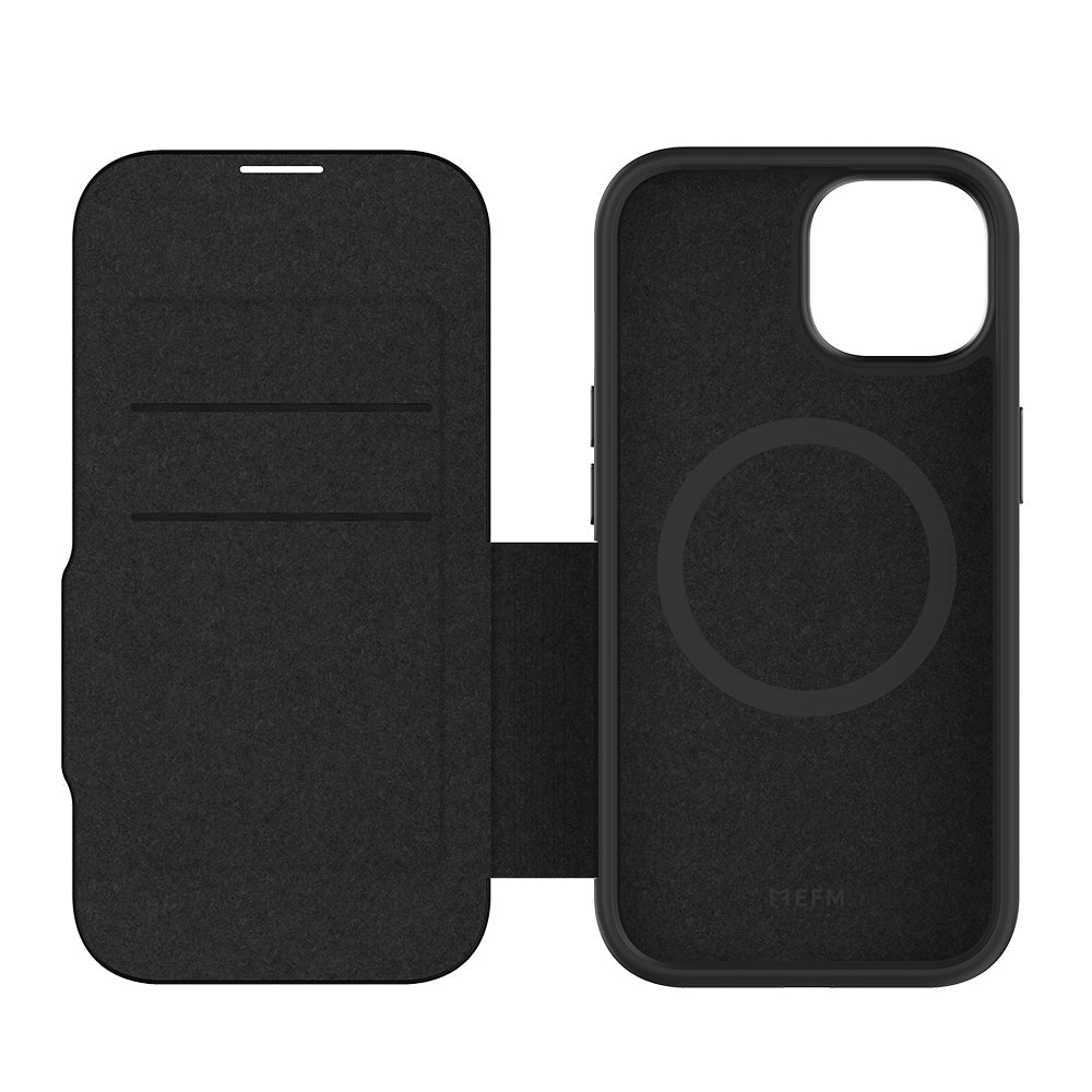 NNEDSZ EFM Monaco E-leather Wallet Case Armour With D3O Plus Suits Iphone 15 (6.1") - Black/Space Grey-4
