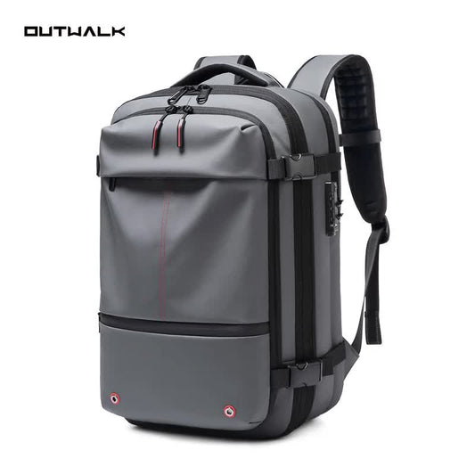 NNEDSZ Gray Expandable Waterproof Laptop Backpack - Fits 17-Inch Laptop, Anti-Theft Design, Travel Friendly-0
