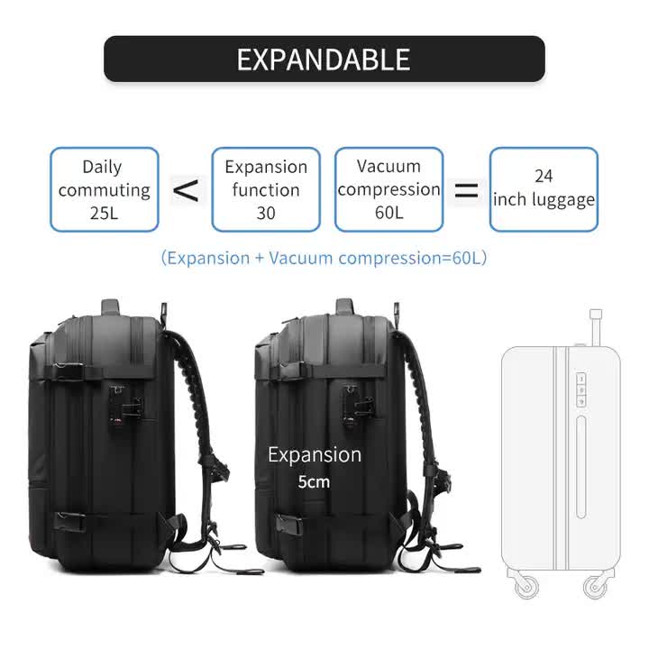 NNEDSZ Gray Expandable Waterproof Laptop Backpack - Fits 17-Inch Laptop, Anti-Theft Design, Travel Friendly-2