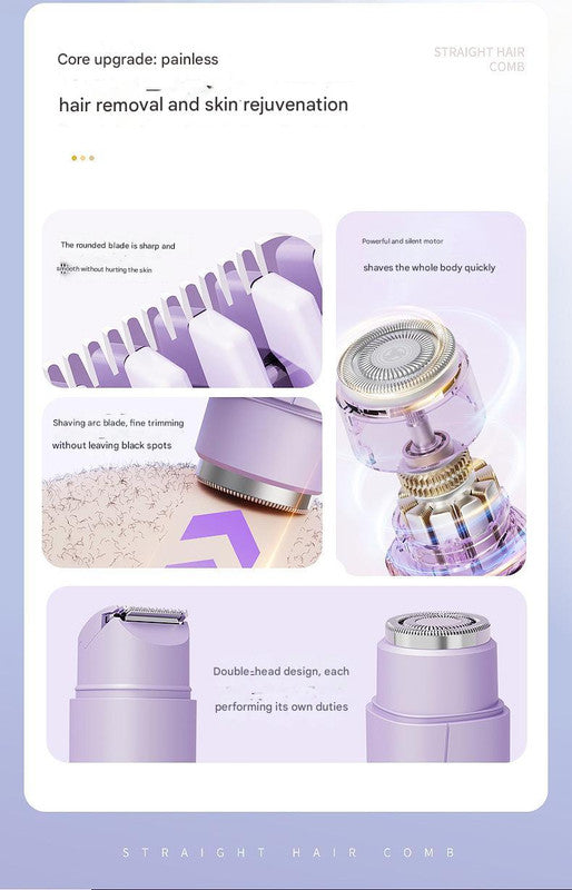 NNEDSZ Pink Portable Wireless Electric Hair Remover – Dual-Head Rechargeable Mini Shaver for Women’s Sensitive Areas-4