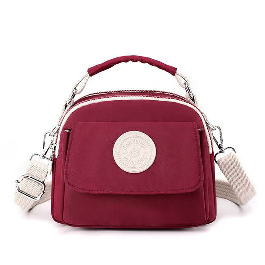 NNEDSZ Red Compact Nylon Crossbody Bag - Stylish and Versatile Shoulder Purse-0