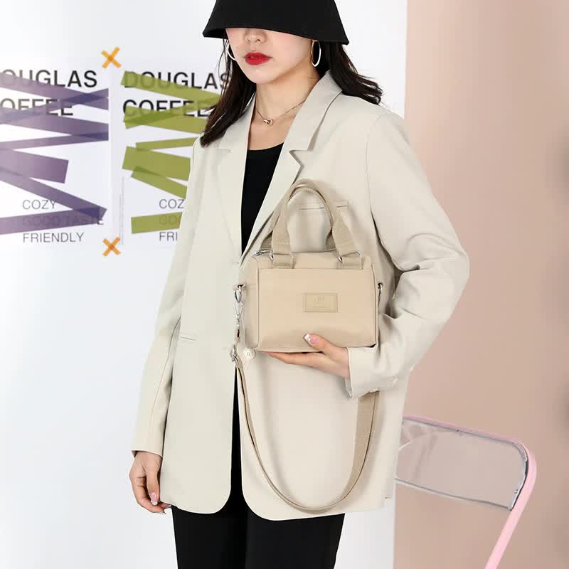 NNEDSZ 0486# Purple Multifunctional Nylon Shoulder Bag - Lightweight and Spacious Handbag for Women, 27x18x14cm-2