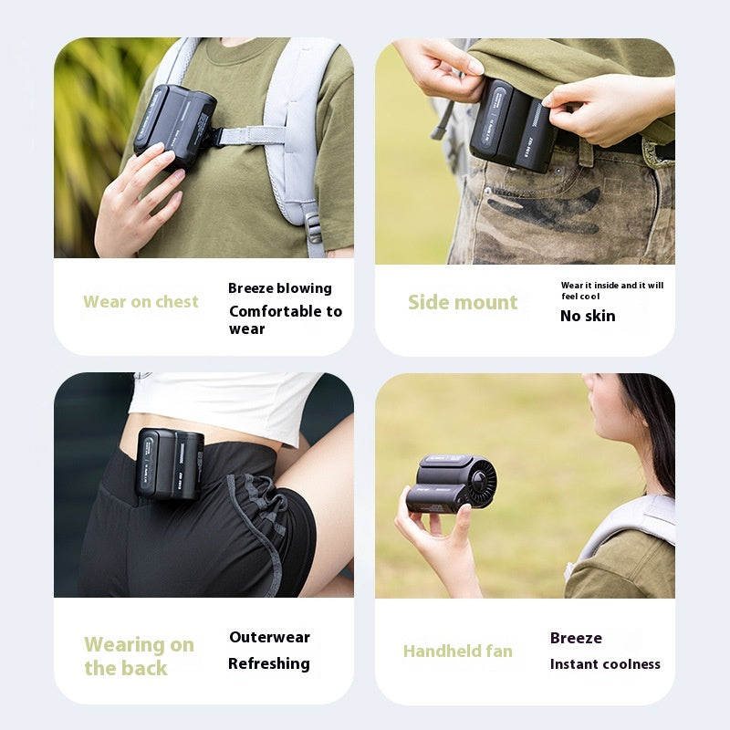 NNEDSZ White Outdoor Waist Fan - Portable Wearable Fan for Hands-Free Cooling-4