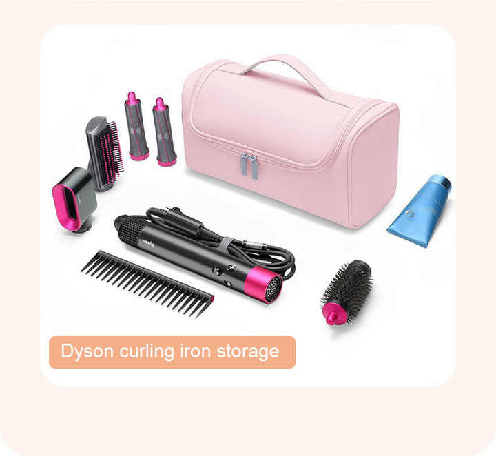 NNEDSZ Green Portable PU Storage Bag for Hair Curlers, Hair Dryers, and Styling Tools(Hair dryers, etc. are shooting props and are not included in the product)-2