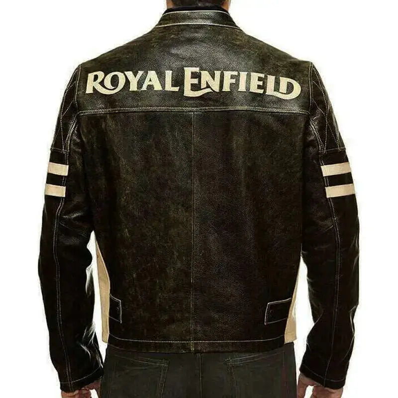Men’s Black Royal Enfield Cafe Racer Motorcycle Jacket
