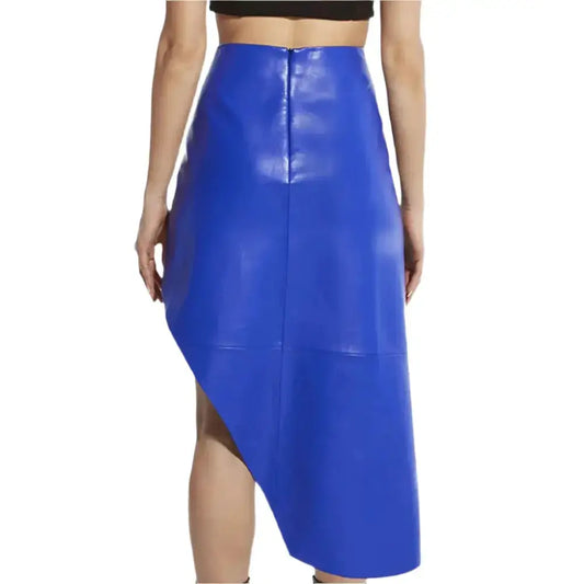 Women's Blue Leather Skirt