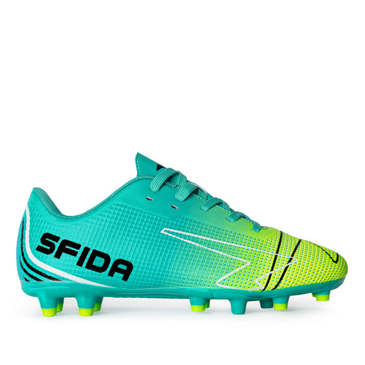 Conquer Kid's Football Boots - Aqua/Lime-0