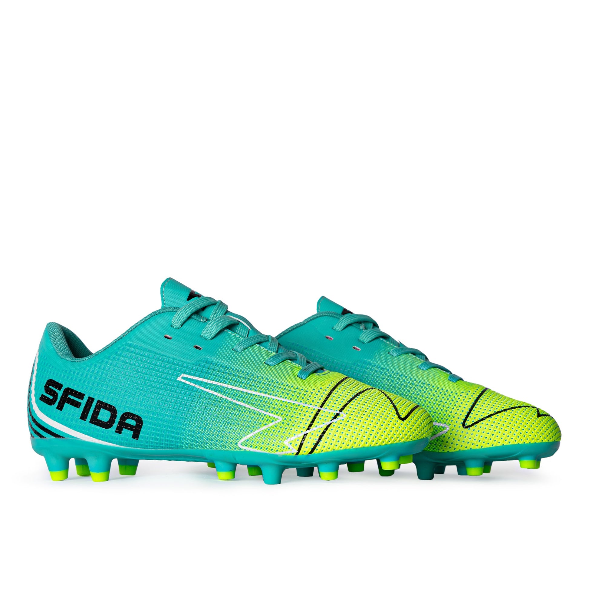 Conquer Kid's Football Boots - Aqua/Lime-1