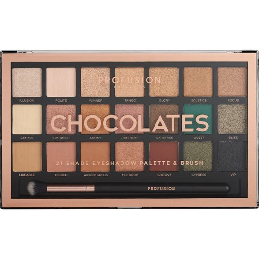 ProFusion Profusion Chocolates Eyeshadow Palette paleta 21 cieni do powiek z pędzelkiem (656497161962)