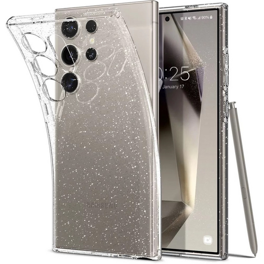 Samsung Galaxy S24 Ultra SM-S928 Szilikon tok, Spigen Liquid Crystal Glitter, átlátszó (8809971221702)