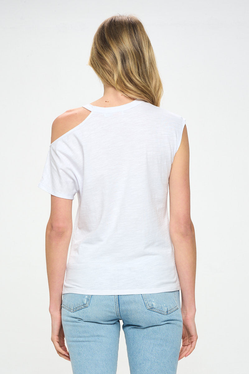 Cotton Slub Spandex One Open Shoulder Knit Top-4