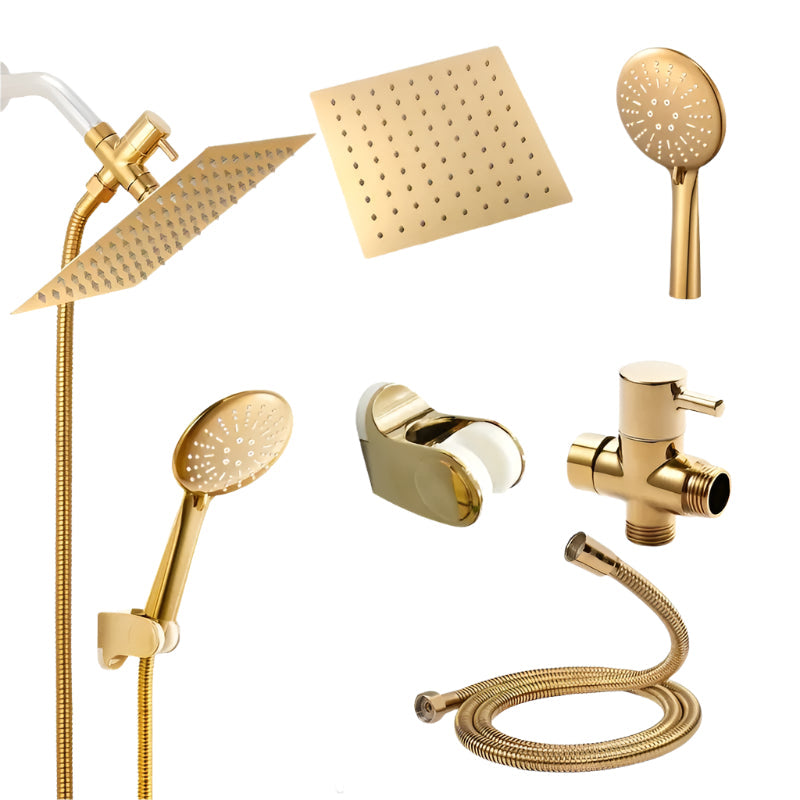 NNETM Golden Rainfall Shower Head Handheld Combo Set-0
