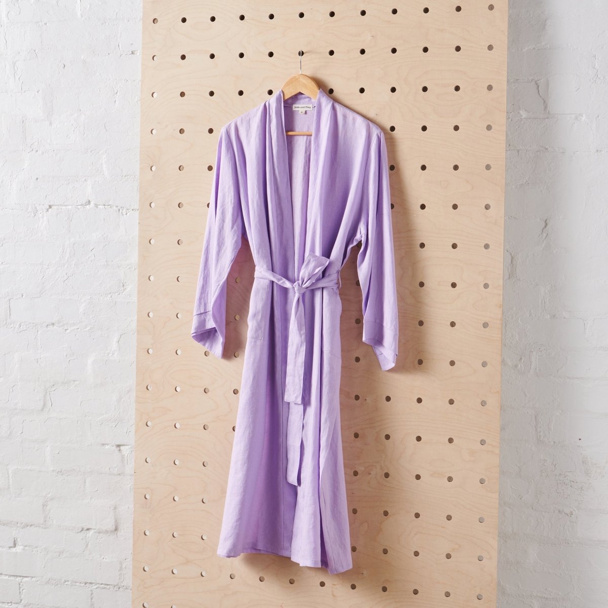 Long Linen Bathrobe in Purple