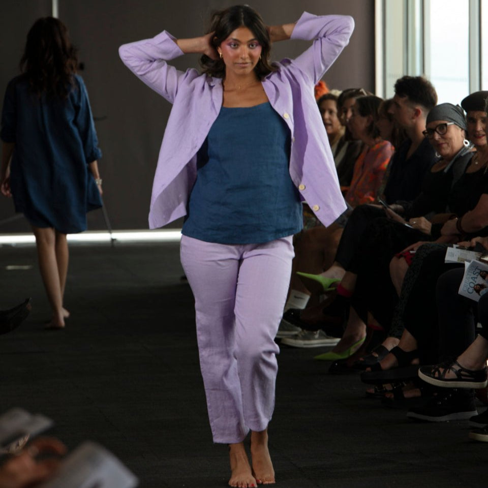 Linen Pyjama Set - Purple