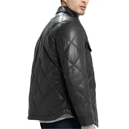 Men's Black Quilted Lambskin Leather Jacket – Slim Fit Biker Style