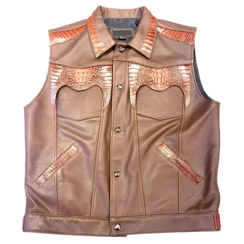 Mens Chocolate Brown Lambskin Vest