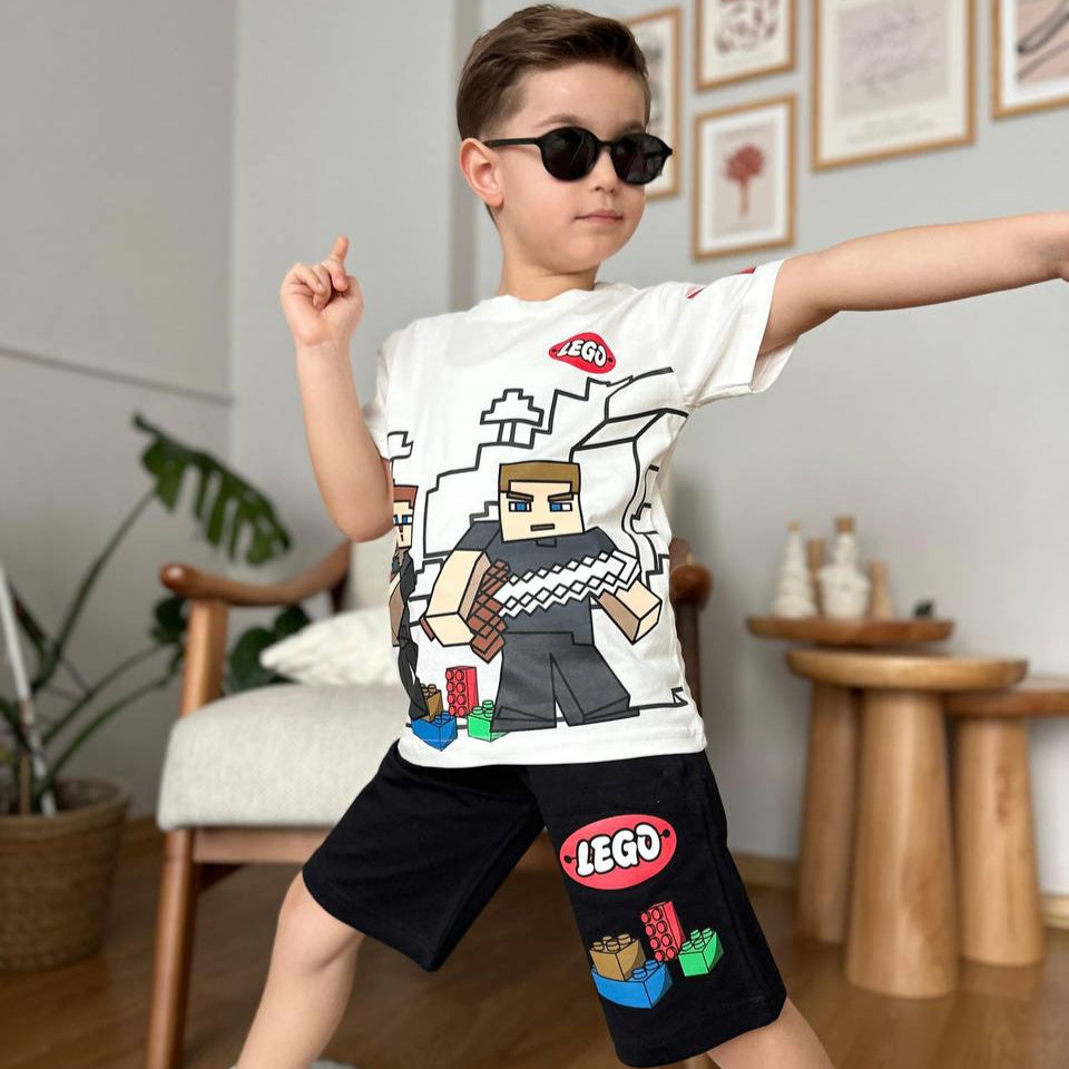 Pixel Explorer Boys Shorts Set