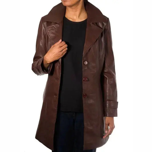 Women’s Chocolate Brown Sheepskin Leather Coat