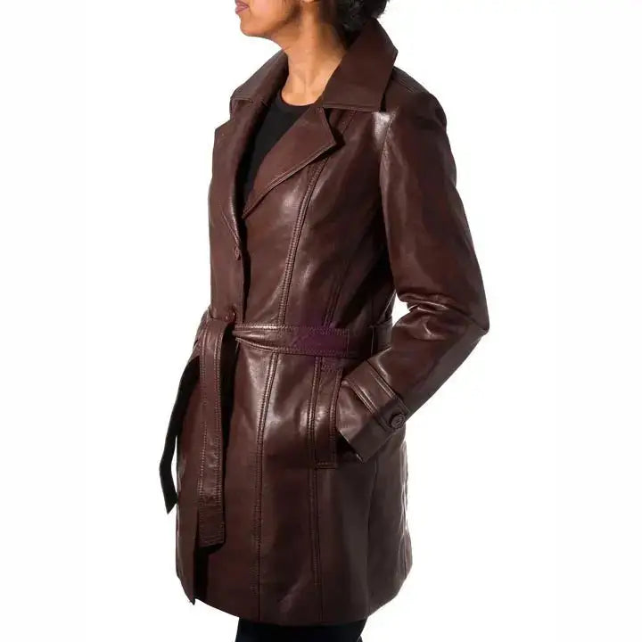 Women’s Chocolate Brown Sheepskin Leather Coat